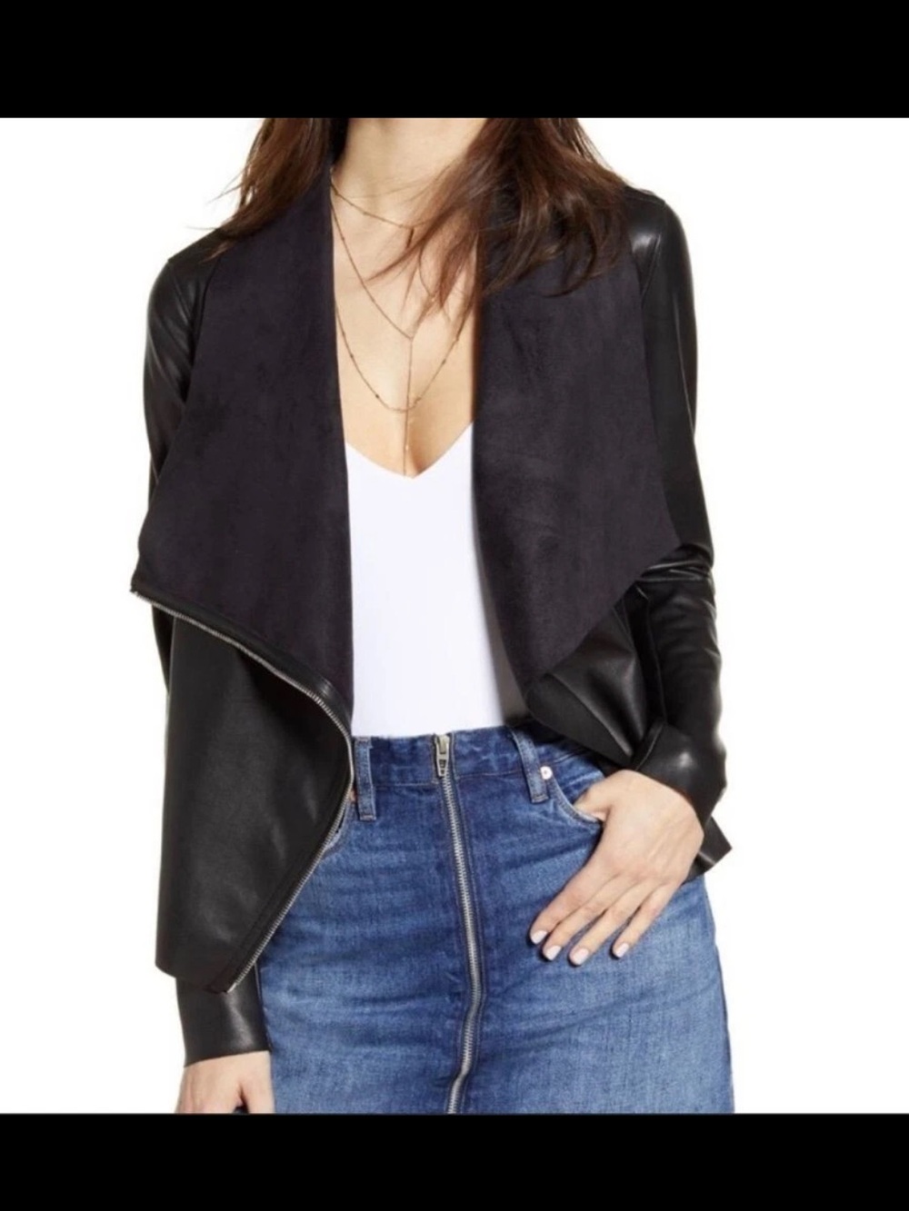 Blanknyc Faux Leather and Suede Black Jacket, Size Medium